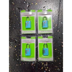 4 Pack Safe Skies TSA Blue Luggage Lock - Heavy Duty Combination Lock